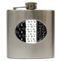 Black Golden Christmas Pattern Collection Hip Flask (6 Oz) by Vaneshart