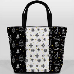 Black Golden Christmas Pattern Collection Bucket Bag by Vaneshart