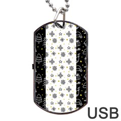 Black Golden Christmas Pattern Collection Dog Tag Usb Flash (two Sides) by Vaneshart