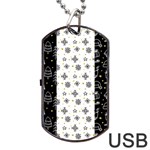 Black Golden Christmas Pattern Collection Dog Tag USB Flash (Two Sides) Back