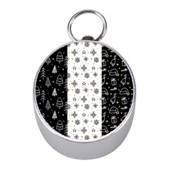 Black Golden Christmas Pattern Collection Mini Silver Compasses