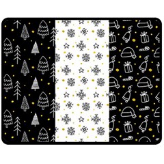 Black Golden Christmas Pattern Collection Double Sided Fleece Blanket (medium)  by Vaneshart