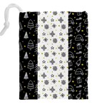 Black Golden Christmas Pattern Collection Drawstring Pouch (4XL) Back