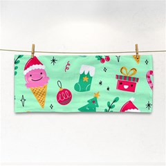 Funny Christmas Pattern Background Hand Towel by Vaneshart