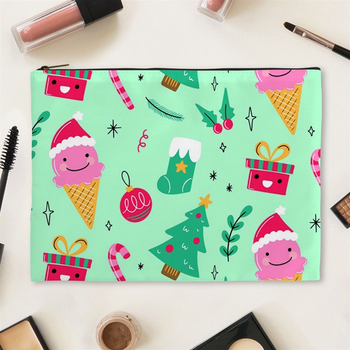 Funny Christmas Pattern Background Cosmetic Bag (XL)