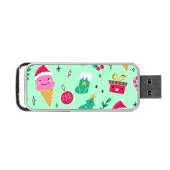 Funny Christmas Pattern Background Portable Usb Flash (one Side) by Vaneshart