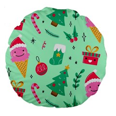 Funny Christmas Pattern Background Large 18  Premium Round Cushions by Vaneshart