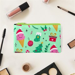 Funny Christmas Pattern Background Cosmetic Bag (xs) by Vaneshart