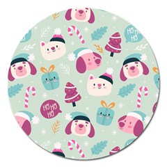 Pattern Funny Christmas Ho Ho Ho Magnet 5  (round) by Vaneshart