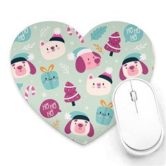 Pattern Funny Christmas Ho Ho Ho Heart Mousepads by Vaneshart