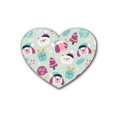 Pattern Funny Christmas Ho Ho Ho Heart Coaster (4 Pack)  by Vaneshart