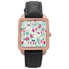 Pattern Funny Christmas Ho Ho Ho Rose Gold Leather Watch  by Vaneshart