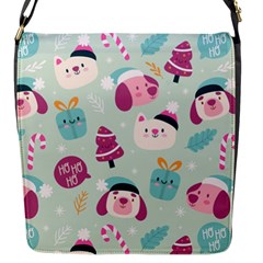 Pattern Funny Christmas Ho Ho Ho Flap Closure Messenger Bag (s) by Vaneshart