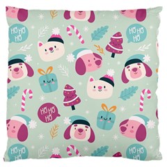 Pattern Funny Christmas Ho Ho Ho Large Flano Cushion Case (one Side) by Vaneshart