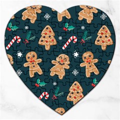 Colourful Funny Christmas Pattern Jigsaw Puzzle (heart) by Vaneshart