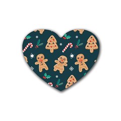 Colourful Funny Christmas Pattern Rubber Coaster (heart)  by Vaneshart