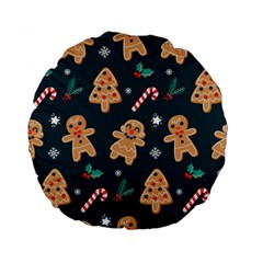 Colourful Funny Christmas Pattern Standard 15  Premium Flano Round Cushions by Vaneshart