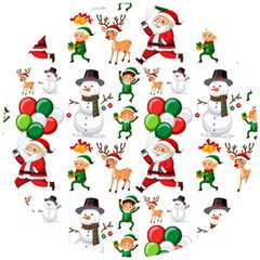 Seamless Pattern Christmas Wooden Puzzle Round by Vaneshart