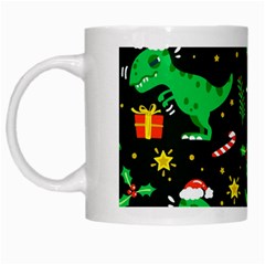 Christmas Funny Pattern Dinosaurs White Mugs by Vaneshart