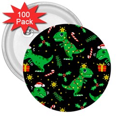 Christmas Funny Pattern Dinosaurs 3  Buttons (100 Pack)  by Vaneshart