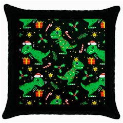 Christmas Funny Pattern Dinosaurs Throw Pillow Case (black) by Vaneshart