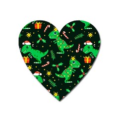 Christmas Funny Pattern Dinosaurs Heart Magnet by Vaneshart