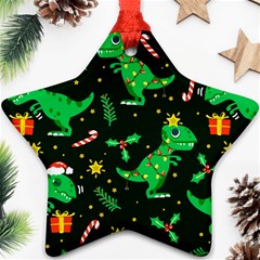 Christmas Funny Pattern Dinosaurs Star Ornament (two Sides) by Vaneshart