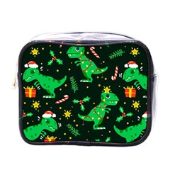 Christmas Funny Pattern Dinosaurs Mini Toiletries Bag (one Side) by Vaneshart