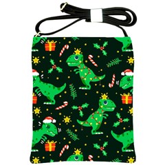 Christmas Funny Pattern Dinosaurs Shoulder Sling Bag by Vaneshart