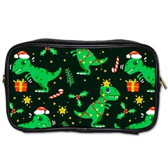 Christmas Funny Pattern Dinosaurs Toiletries Bag (two Sides) by Vaneshart