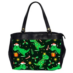 Christmas Funny Pattern Dinosaurs Oversize Office Handbag (2 Sides) by Vaneshart