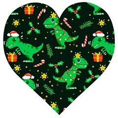 Christmas Funny Pattern Dinosaurs Wooden Puzzle Heart by Vaneshart