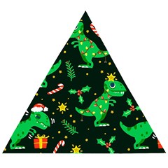 Christmas Funny Pattern Dinosaurs Wooden Puzzle Triangle by Vaneshart