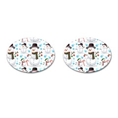 Christmas Snowman Seamless Pattern Cufflinks (oval) by Vaneshart