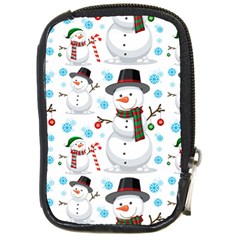 Christmas Snowman Seamless Pattern Compact Camera Leather Case by Vaneshart