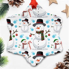 Christmas Snowman Seamless Pattern Ornament (snowflake) by Vaneshart