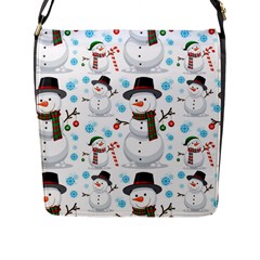 Christmas Snowman Seamless Pattern Flap Closure Messenger Bag (l) by Vaneshart