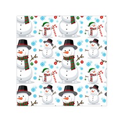 Christmas Snowman Seamless Pattern Small Satin Scarf (square) by Vaneshart