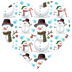 Christmas Snowman Seamless Pattern Wooden Puzzle Heart by Vaneshart