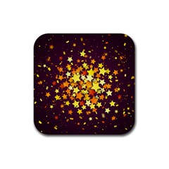 Colorful Confetti Stars Paper Particles Scattering Randomly Dark Background With Explosion Golden St Rubber Coaster (square)  by Vaneshart