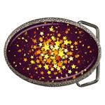 Colorful Confetti Stars Paper Particles Scattering Randomly Dark Background With Explosion Golden St Belt Buckles Front