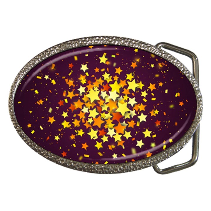 Colorful Confetti Stars Paper Particles Scattering Randomly Dark Background With Explosion Golden St Belt Buckles