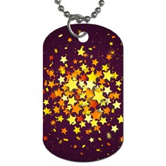 Colorful Confetti Stars Paper Particles Scattering Randomly Dark Background With Explosion Golden St Dog Tag (one Side) by Vaneshart