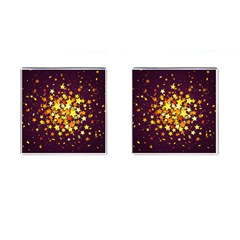 Colorful Confetti Stars Paper Particles Scattering Randomly Dark Background With Explosion Golden St Cufflinks (square) by Vaneshart