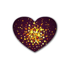 Colorful Confetti Stars Paper Particles Scattering Randomly Dark Background With Explosion Golden St Rubber Coaster (heart)  by Vaneshart