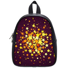 Colorful Confetti Stars Paper Particles Scattering Randomly Dark Background With Explosion Golden St School Bag (small) by Vaneshart