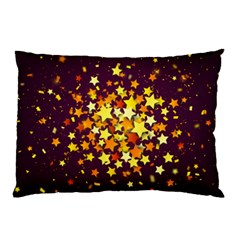 Colorful Confetti Stars Paper Particles Scattering Randomly Dark Background With Explosion Golden St Pillow Case (two Sides) by Vaneshart