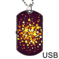 Colorful Confetti Stars Paper Particles Scattering Randomly Dark Background With Explosion Golden St Dog Tag Usb Flash (one Side) by Vaneshart