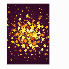 Colorful Confetti Stars Paper Particles Scattering Randomly Dark Background With Explosion Golden St Large Garden Flag (two Sides) by Vaneshart