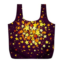 Colorful Confetti Stars Paper Particles Scattering Randomly Dark Background With Explosion Golden St Full Print Recycle Bag (l) by Vaneshart